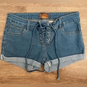 POL Blue Jean‎ Shorts with Lace-Up Front
